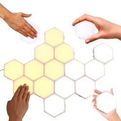 Lámpara de pared cuántica de atmósfera Hexagonal con Sensor táctil, luz LED creativa para decoración de dormitorio, Bar, juego, bricolaje, 1-12 piezas