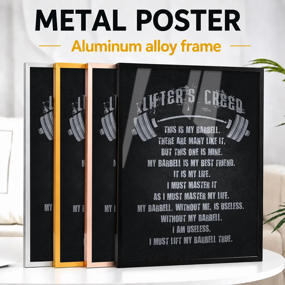 Lifters Creed Barbell Framed Metal Print Personalized Typography Wall Art For Workout Room And Fitness Studio, Weightlifter Gift