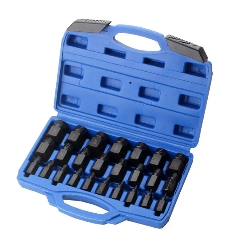 Imagem -06 - Imperial Multi-spline Cabeça Quebrada Extrator de Parafuso Hexágono Cabeça Bit Chave Soquete Parafuso Removedor Conjunto Combinação Manual 25 Pcs