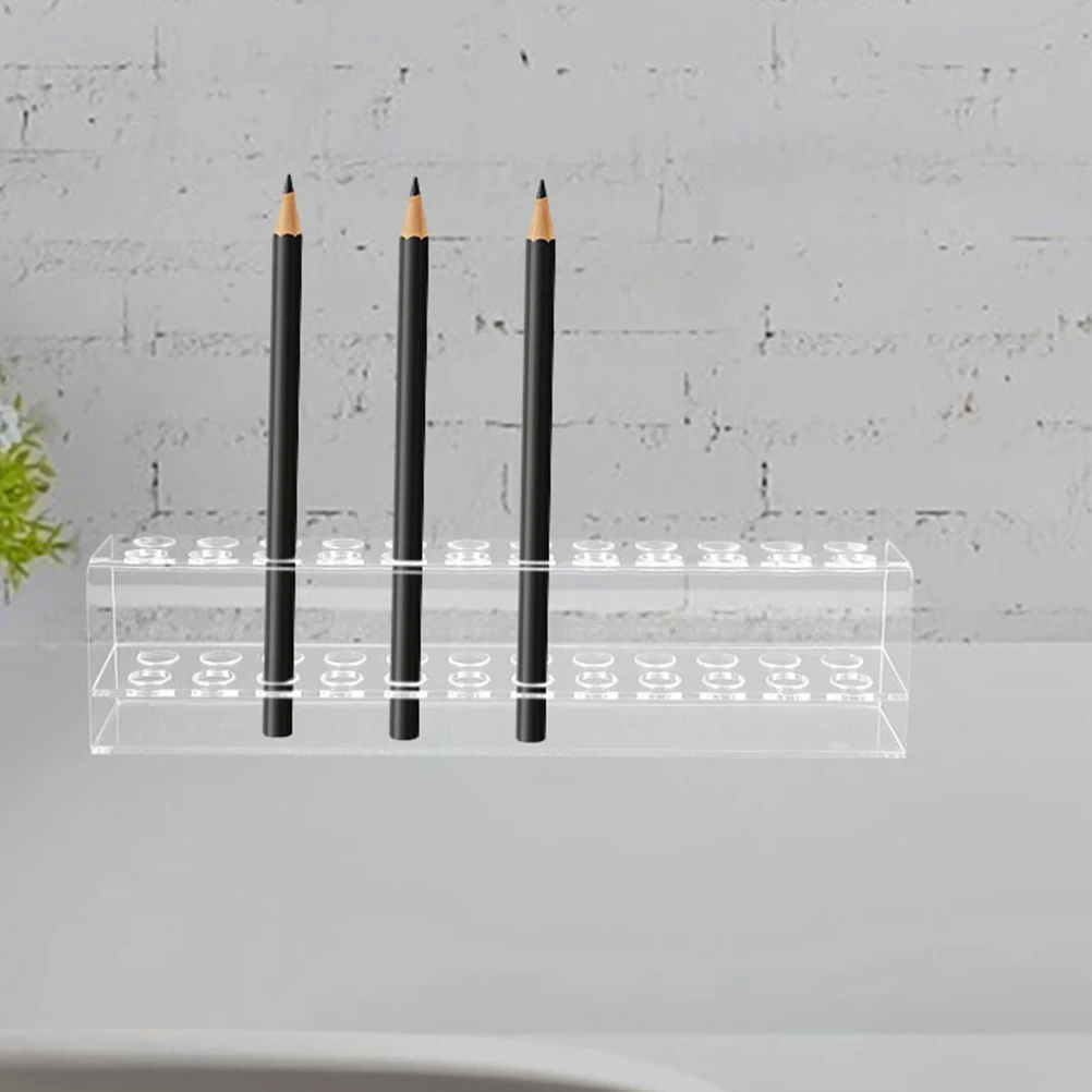 

2Pcs Pen Stand Multifunctional Clear Acrylic Pen Organizer Holder Large Capacity Single Layer Desktop Pencil Holder for Office