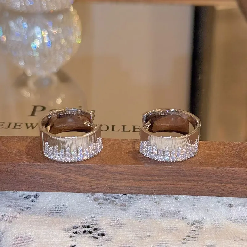 

Full Zircon Ring Earrings Light Luxury Niche High-end Earrings Fringed Exquisite Temperament Versatile Fashion Earrings