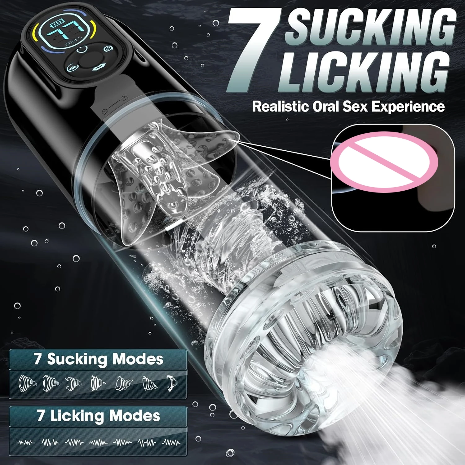 KUSHOR التلقائي ذكر الاستمناء مضخة القضيب لعبة الجنس للرجال جيب كس LCD اللسان آلة الجنس مع 7 وسائط الدورية Thrusting #3