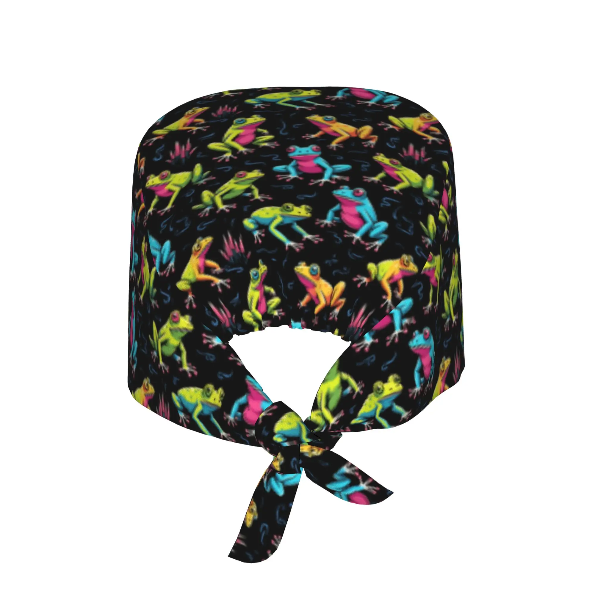 Frog Neon Pond Frolic Cleaning Working Cap Comfortable Cute Animal Lover  Scrub Cap Surgicals Hat Nurse Scrubs Hat For Dentist