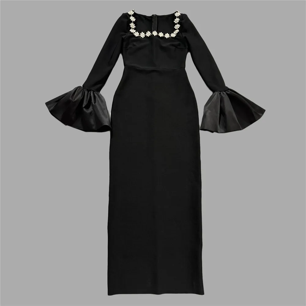 تنورة نسائية شتوية لعام 2025 بأحجار الراين وأكمام مكشكشة، ثوب مسائي، حمالة صدر جديدة عالية الجودة للحفلات Y2K #2