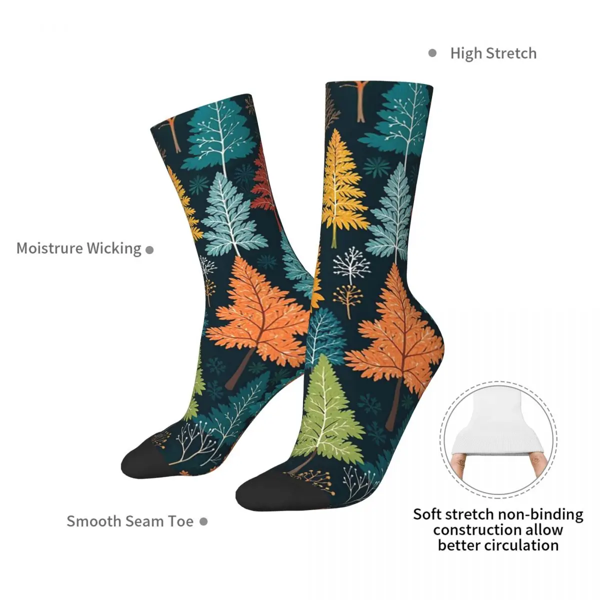 Colorful Autumn Forest Pattern Illustration Socks Harajuku Super Soft Stockings All Season Long Socks Accessories for Unisex