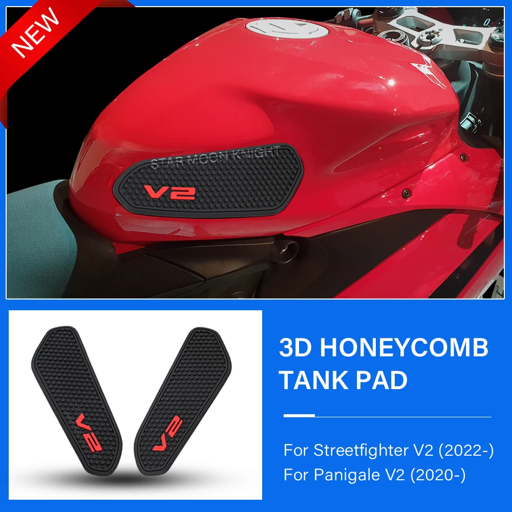 Non-slip Tank Pads Sticker For Ducati Streetfighter V2 Panigale V2 2020 2022 Side Fuel Tank pad Decal Gas Knee Grip Traction Pad