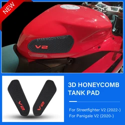 Almofadas de tanque antiderrapantes adesivo para ducati streetfighter v2 panigale v2 2020 2022 almofada de tanque de combustível lateral decalque gás aderência no joelho tração almofada