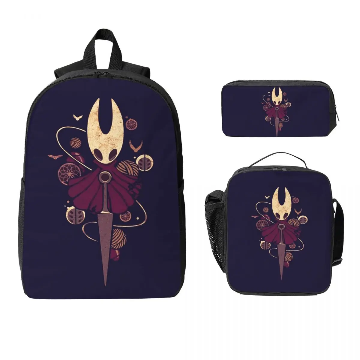 

Hollow Knight Backpack Student BookBag School Bag Laptop Shoulder Bags 3ps Insulated Lunch Bag Pencil Case