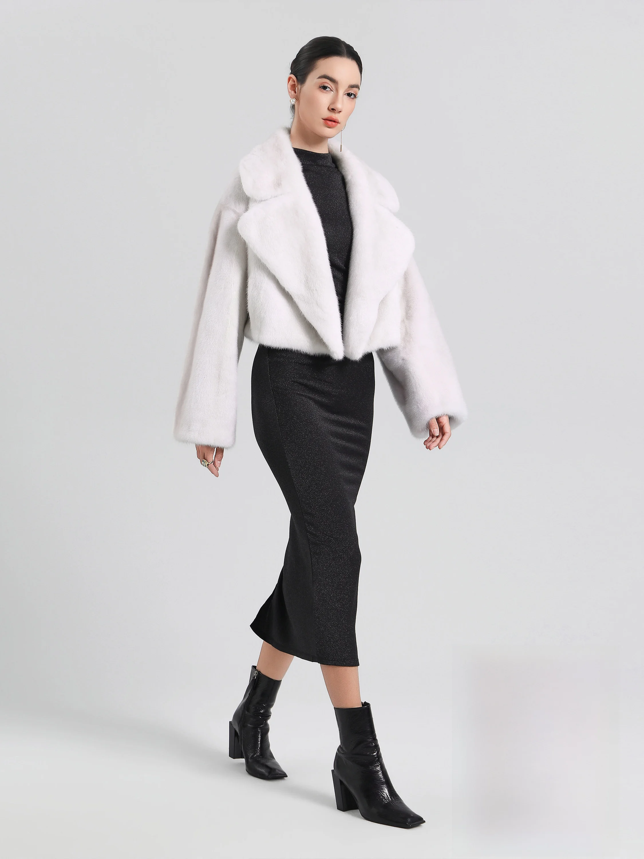 

Пальто Bello M225260 из мягкой теплой фиолетовой шерсти с большим воротником, женская кожаная куртка премиум-класса для молодежи и женщин среднего возраста