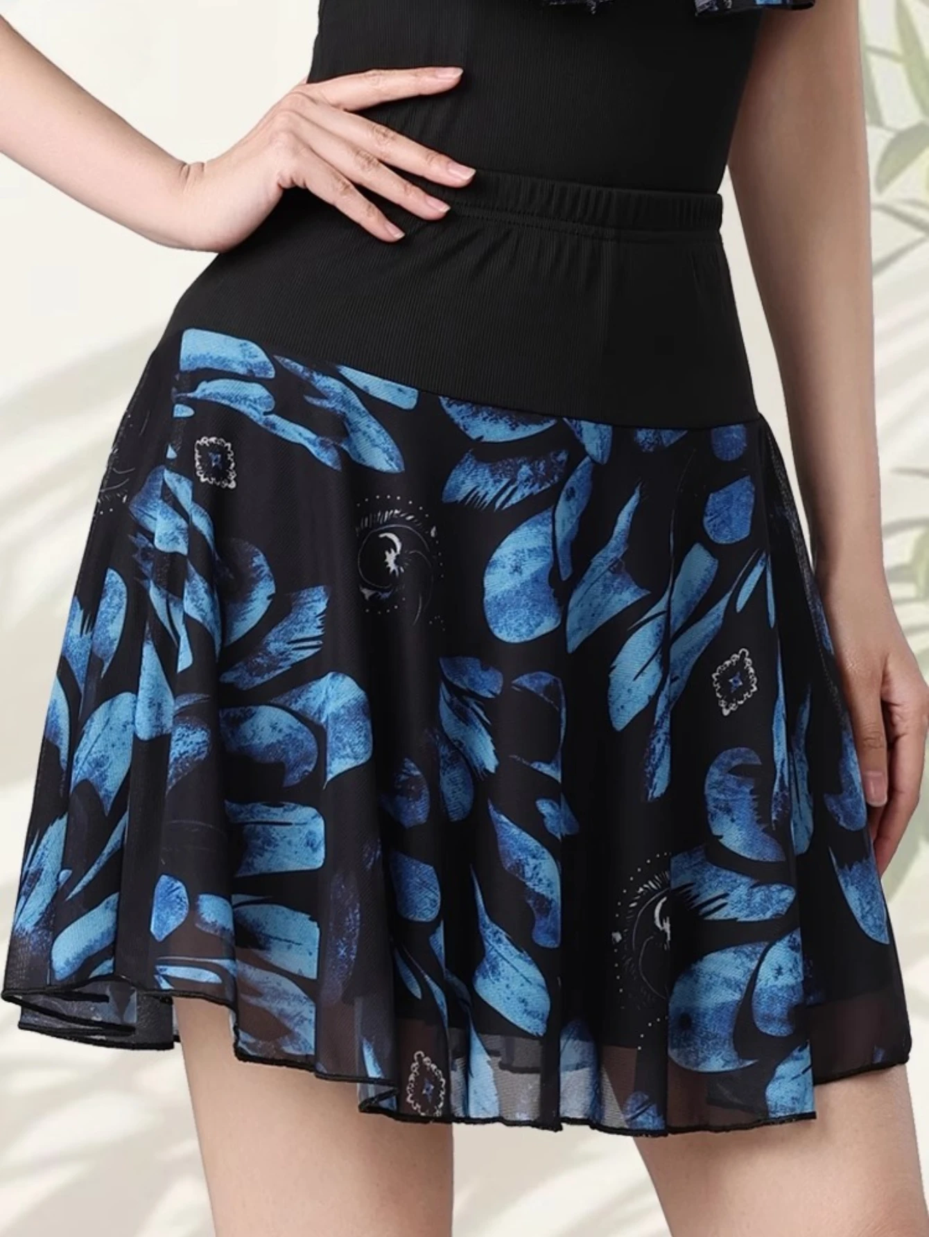 

Women's Party Dresses Latin Dance Skirt Summer New Net Yarn Printed Modern Dance Performance Samba Evening Dress Skirt Clothing