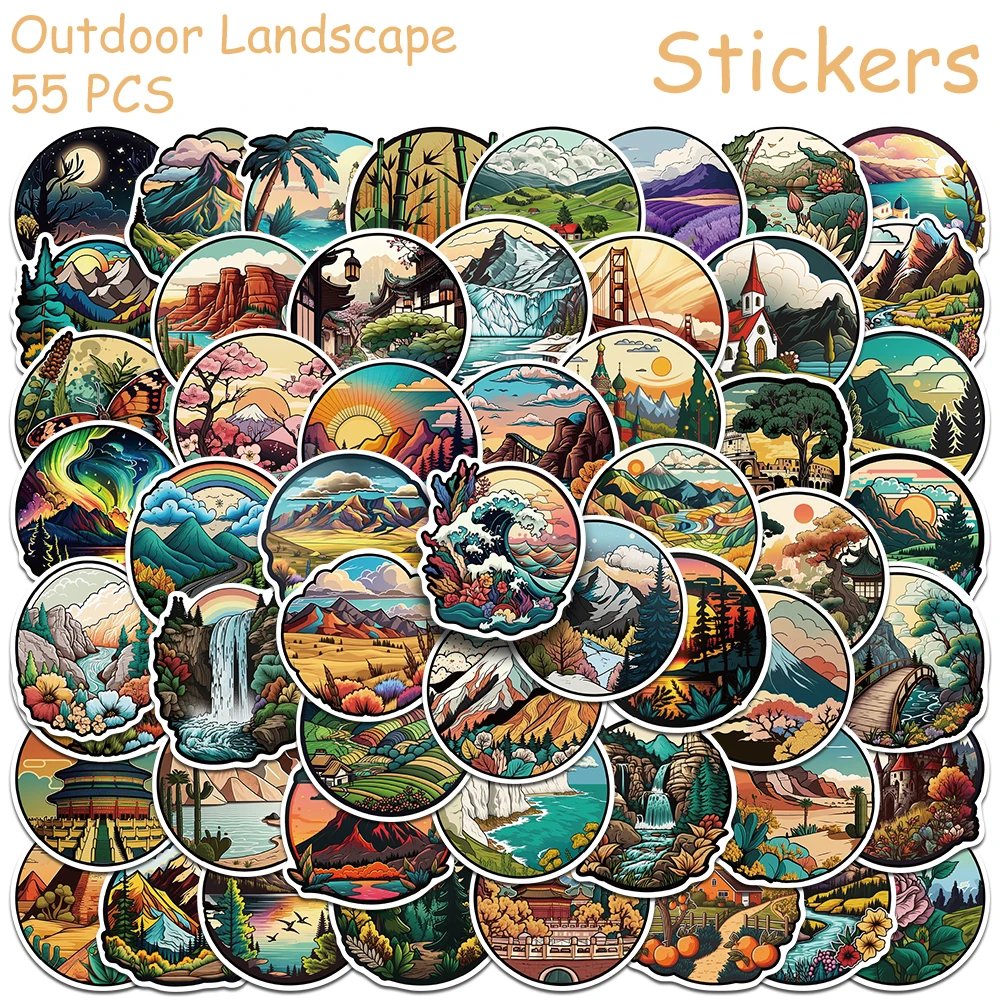 50pcs Outdoor Landscape Stickers Decals For Phone Refrigerator Suitcase Scrapbook Skateboard DIY Aesthetic Waterproof Stickers