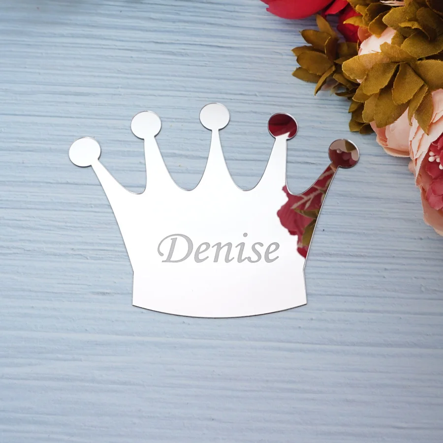 

Personalized Crown Sign Acrylic Mirror Sticker Custom Children's Name Birthday Party Kid's Room Decoration Newlywed Wedding Gift