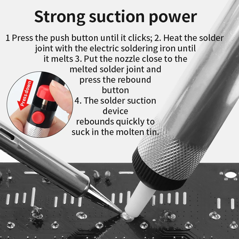 LUXIANZI Aluminum Suction Tin Desoldering Pump Desolder Hand Welding Tools Removal Vacuum Powerful Soldering Sucker Pen