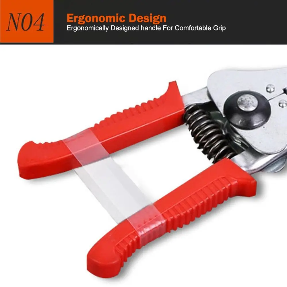 

Red&Silver Automatic Cable Stripper Steel 0.5-2.2Mm Wire Stripper Durable Construction Precision Tool Stripping Pliers