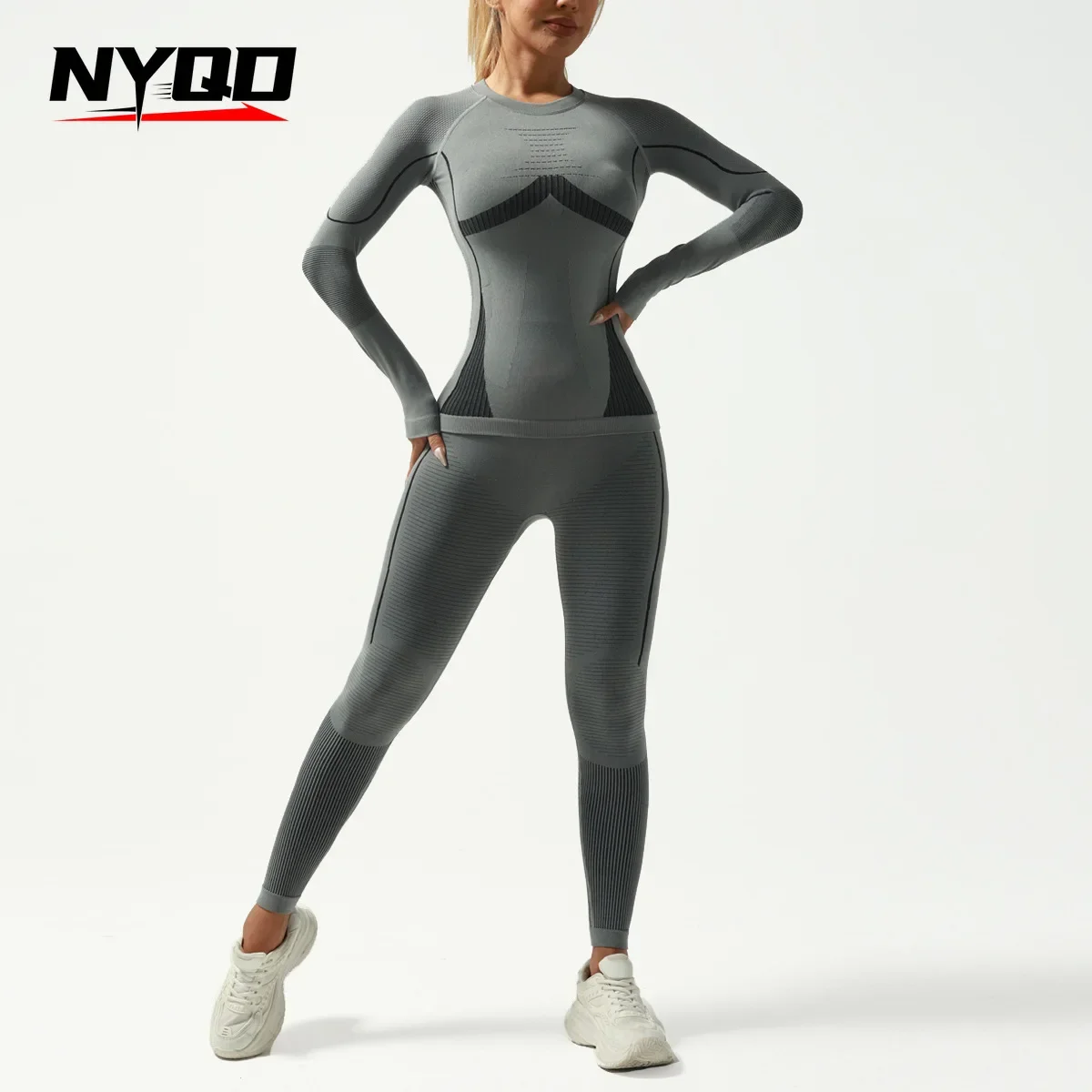 Seamless Thermal Underwear Set Ski Speedo Skiwear Training Clothing Sportswear Sweat Wicking Fitness Suit Winter Clothes Women