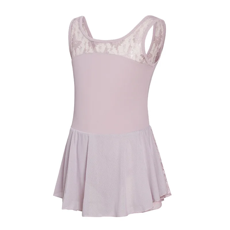 1 unids/lote niños moda encaje gasa patchwork ballet danza leotardo niña sólido verano entrenamiento vestido de baile