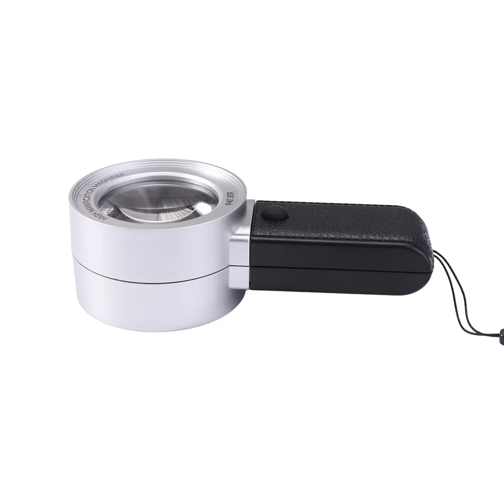 With 4 LED Light 30X Magnifying Glass Double Llayer Optical Glasses Handheld Magnifier Lens Loupe HD Reading Magnifier