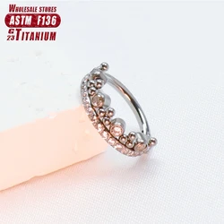 Piercings Helix F136 Titanium Crown Shaped Nose Rings Diaphragm Conch Ear Tragus Cartilag 16G Hinged Women Segment Body Jewelry