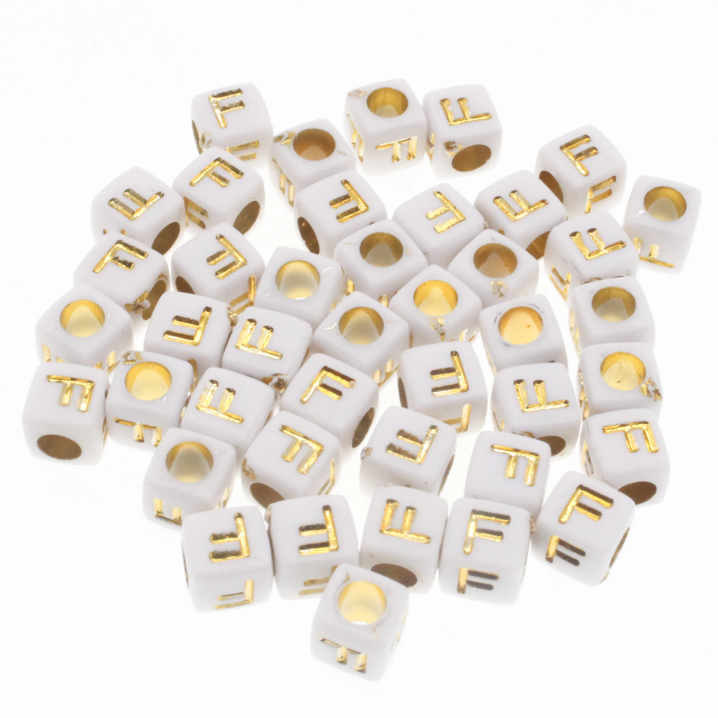 CHONGAI 100Pcs Square Acrylic Letter Beads Single Alphabet White Gold Color Letter  Bracelet Jewelry Beads&Jewelry Making 6mm