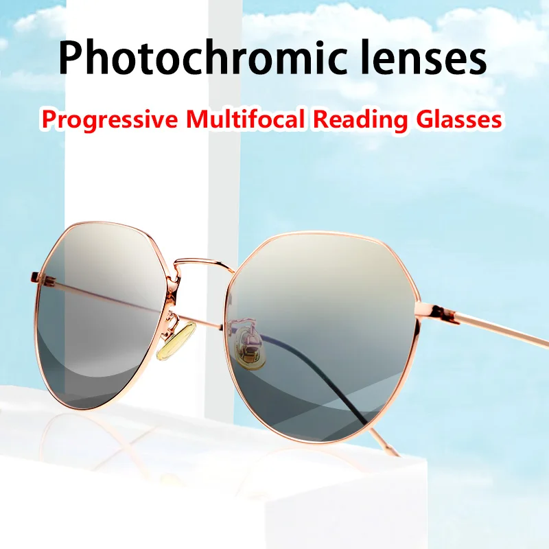 

Photochromic Progressive Multifocal Reading Glasses for Women,Ultralight Eyeglasses Frame Readers,Anti Glare Sunglasses