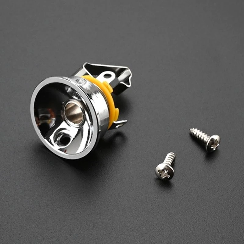 652F Electric Guitar Chrome Socket Plate Screws Set for 6.35mm Plug Electrosocket Recessed Electric Guitar Parts