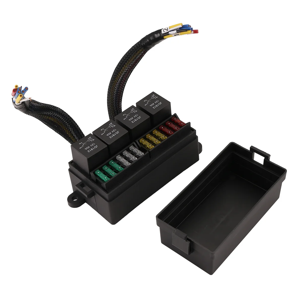 12V Car Fuse Relay Box Pre-Wired Fuse and Relay Box with 4 Relay 12 Way ATC/ATO Fuses Sealed 12V Relay Fuse Box