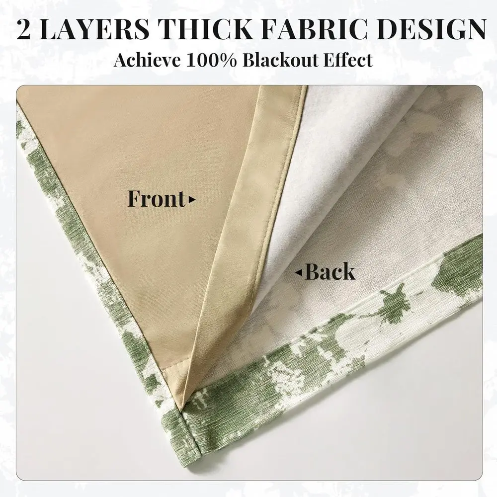 Verdunkelungsvorhänge mit Vintage-Blumenmuster, 100 % Blockout, 2 Paneele, 84 dicke Chenille, wärmeisoliert, für Wohnzimmer und Schlafzimmer