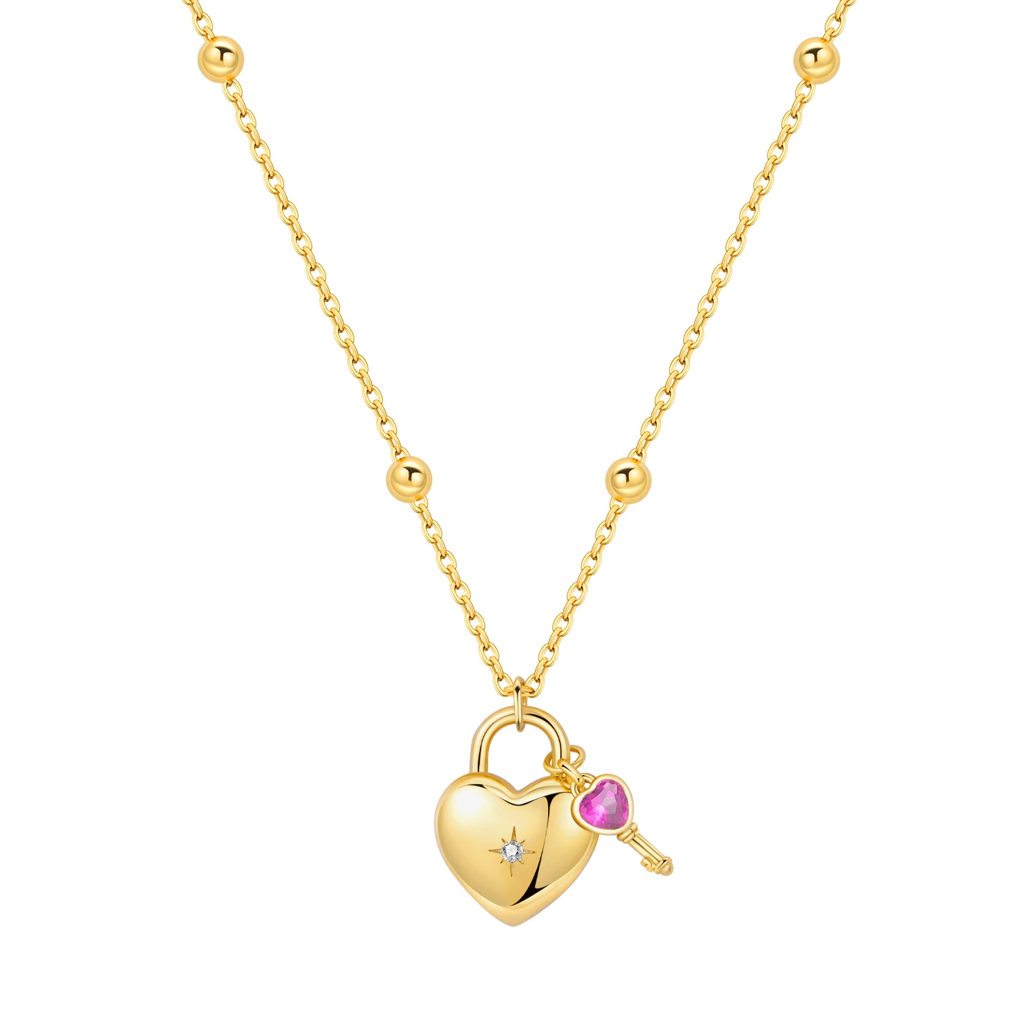 Orstarry 925 Sterling Silver 18K Gold Love Lock Key Necklace Pendant  Women Birthday Wedding anniversary Gifts Original Jewelry