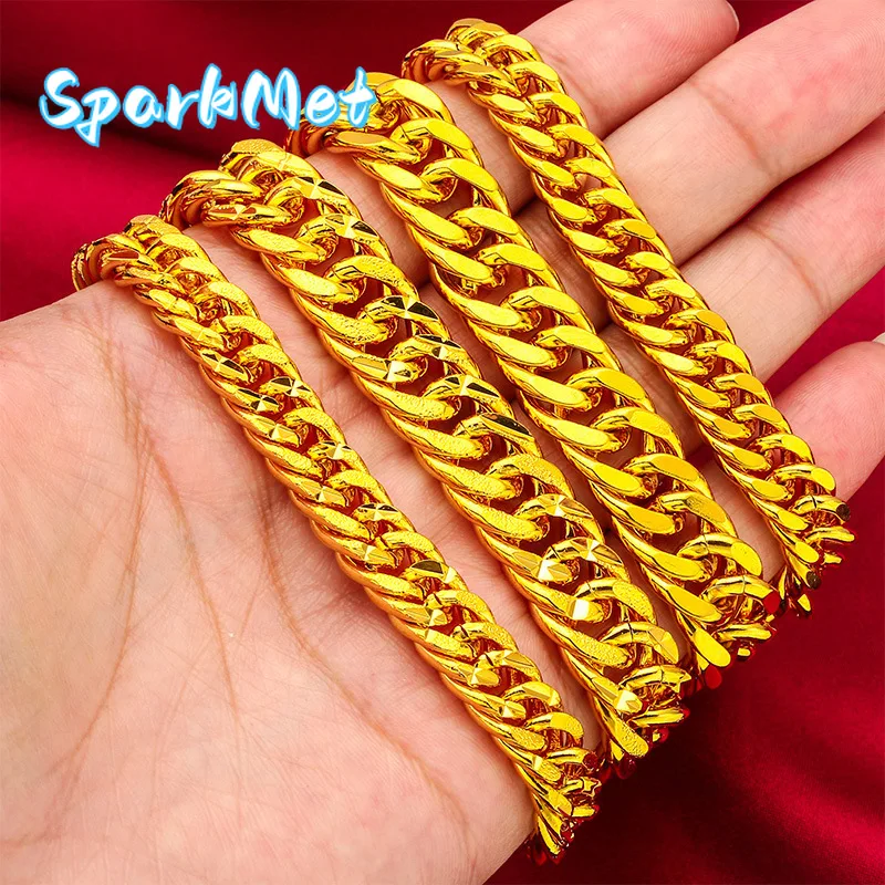 

Браслет Sparkmet24K Gold Heart Bell | Золото AU999, широкая цепь с прочными подвесками-сердечками, матовая отделка, авторитетный выбор для бизнеса