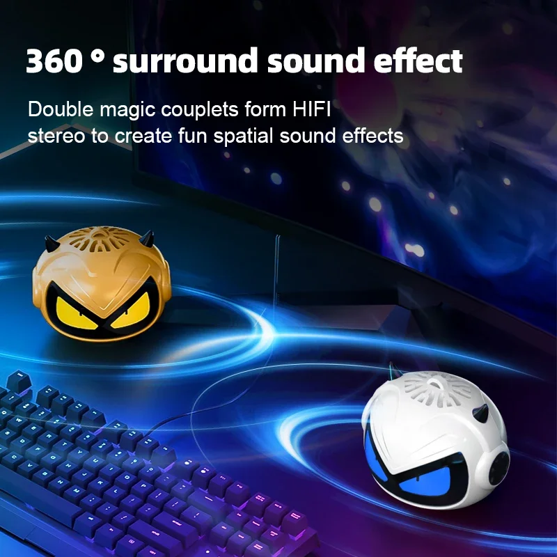 Little Devil Bluetooth-Lautsprecher, Mini, tragbar, kabellos, Soundbox, LED, wechselnder Lichteffekt, 3D-Sound, Stereo, TWS-Subwoofer