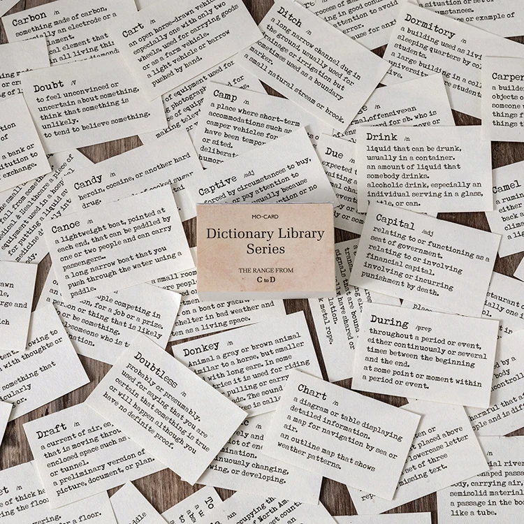 100 stuks/lot Memo Pads Materiaal Papier Woordenboek Bibliotheek Junk Journal Scrapbooking Kaarten Retro Achtergrond Decoratie Papier