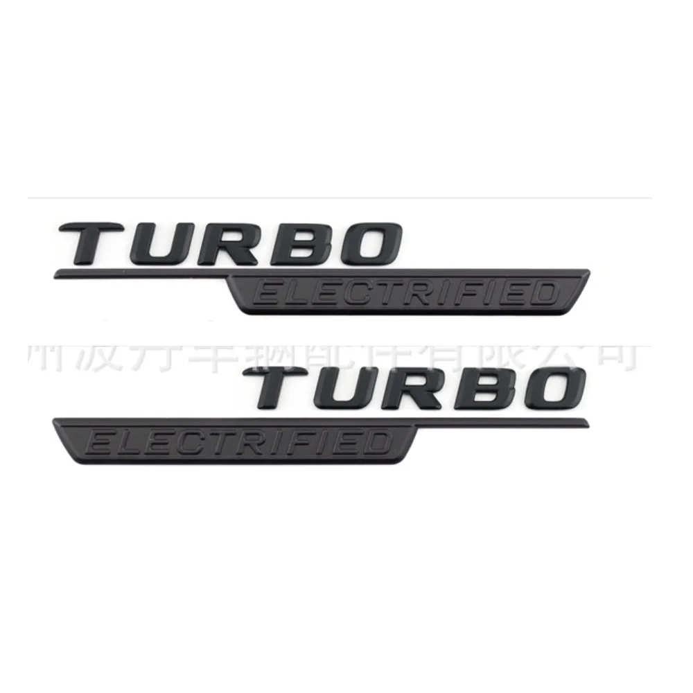 Flat Font Both Fender Letters Emblems TURBO ELECTRIFIDE for Mercedes Benz TURBOELECTRIFIDE Symbols Nameplate Tag Badge 2pcs/pair