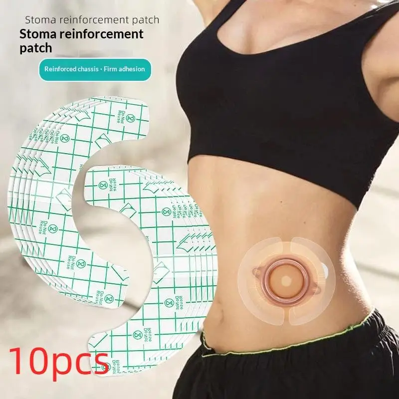 10Pcs Hydrocolloid Adhesive Seal Extender Strip Ostomy Barrier Strip Colostomy Bags Curved Ileostomy Tape Stoma Urostomy Bag