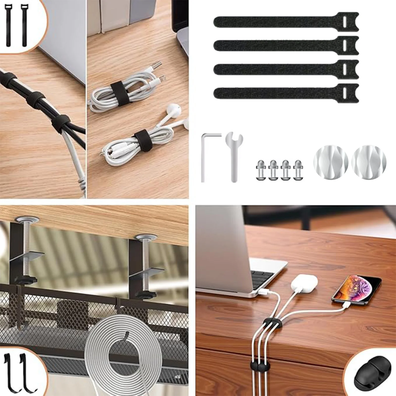 Under Desk Cable Punch-free Organizers with Ample Storage Space Unique Design Tray Suitable for Reduce Safety Risks