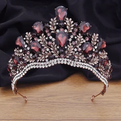 Quality Pageant Crown Headdress Royal Queen Large Water Drop Crystal Tiaras Diadem Bridal Wedding Hair Jewelry Bride Accessories