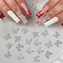 Breloques papillon ajourées en alliage pour ongles, 10x11mm, 20 pièces, en métal doré et argenté, pour Nail Art, DIY