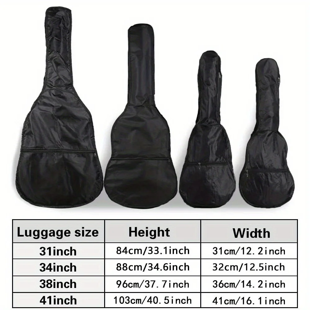 Personalizzazione personalizzata Lettere in oro rosa Borsa da chitarra nera da 31/34/38/41 pollici Borsa a tracolla Borsa da chitarra impermeabile in nylon