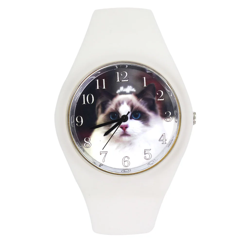 

Ragdoll Cat Pet Pattern Fashion Women Sport Soft Silicone Strap Ladies Gift Quartz Wrist Watch