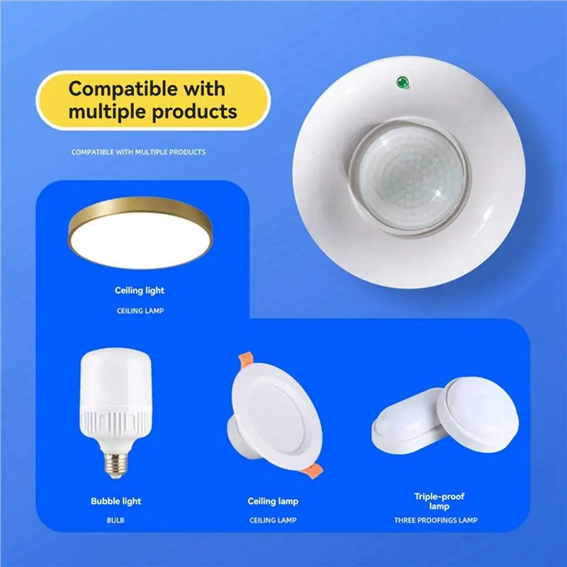 PZHI-5X 360° Adjustable Ceiling Motion Sensor Detector, Occupancy Light Switch For Energy Saving And Security