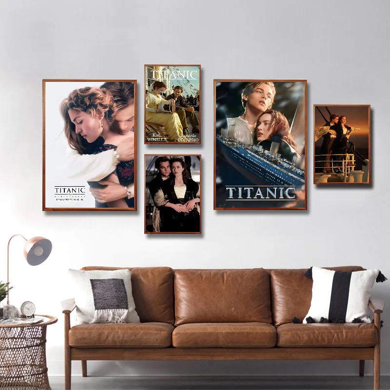 Movie T-Titanic Jack and Rose Poster Self-adhesive Art Waterproof Paper Sticker Coffee House Bar Room Wall Decor