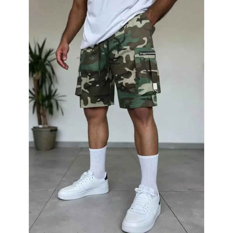 

Men's Camouflage Cargo Shorts Workwear Pants Winter Collection Fashionable Military Green Color Block Design 100% Other Material