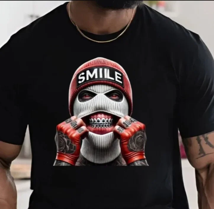 Smile Ski Mask Gangster Unisex Short Sleeve T-shirt, size S-5XL