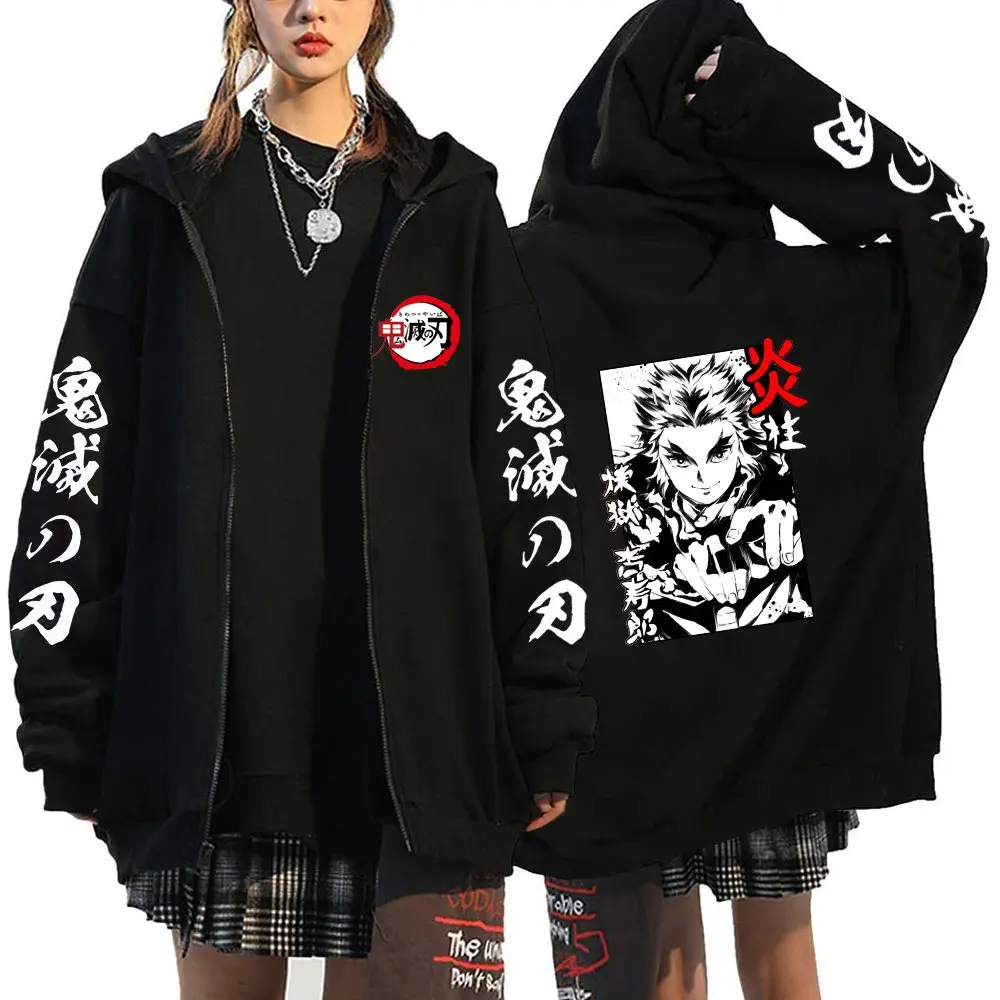 Demon Slayer Blade Kapuzenjacke mit Reißverschluss, Herren-Kapuzenpullover mit Reißverschluss, Y2K Herbst- und Winterjacke, Unisex – Detail 5