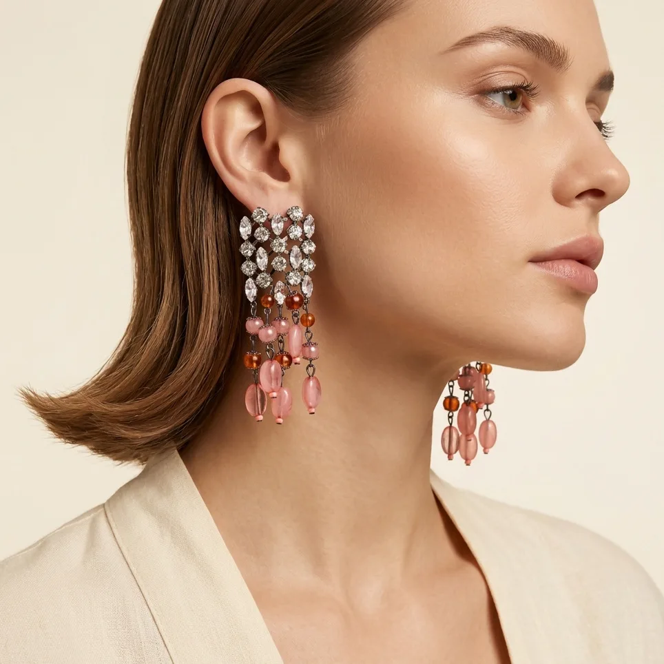DIGADAGU Alloy Rhinestone Tassel Dangle Earrings New Luxury Vintage Earrings Women Daily Jewelry Accessories ZAA