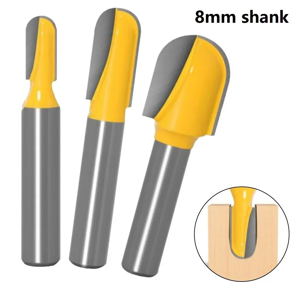 1pcs 8mm Shank Round Nose Wood Router Bit Milling Cutter Long Reach Core Box For Woodworking Hand Making Cutting Wood