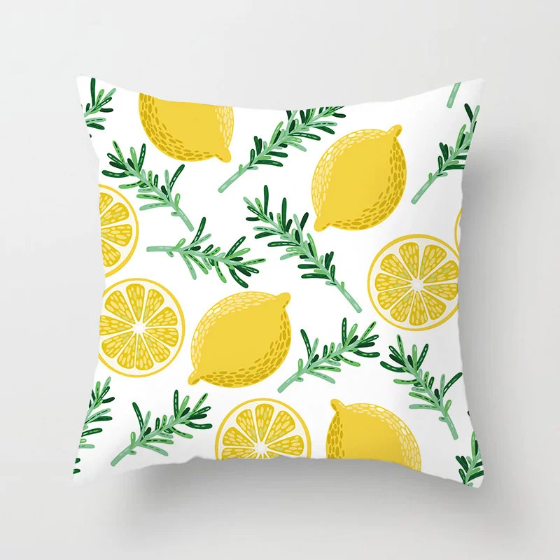 Strawberry Lemon Fruit Print Pattern Cushion Cover Home Living Room Sofa Chair Car Decoration Waist  Pillow