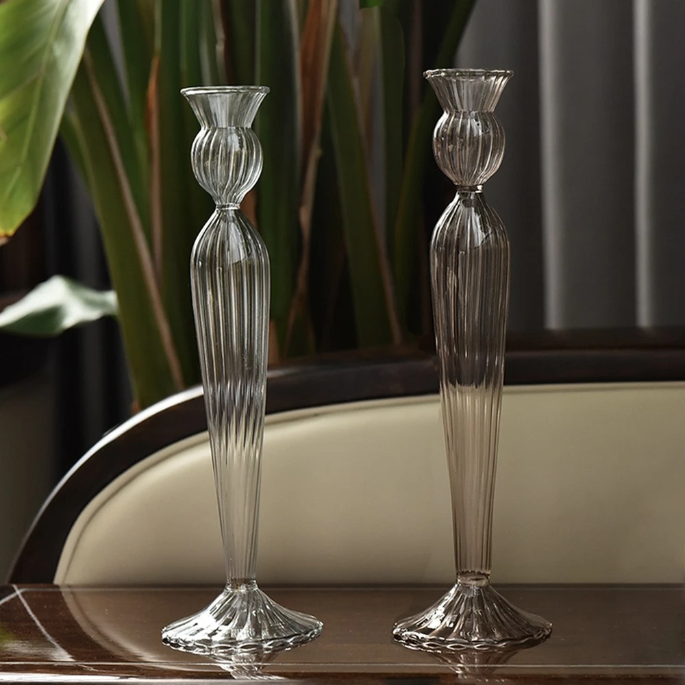 Kreative Streifen Französisch Glas Kerzenhalter Candlelight Abendessen Kerze Stehen Desktop Dekoration Hochzeit Party Home Office Decor