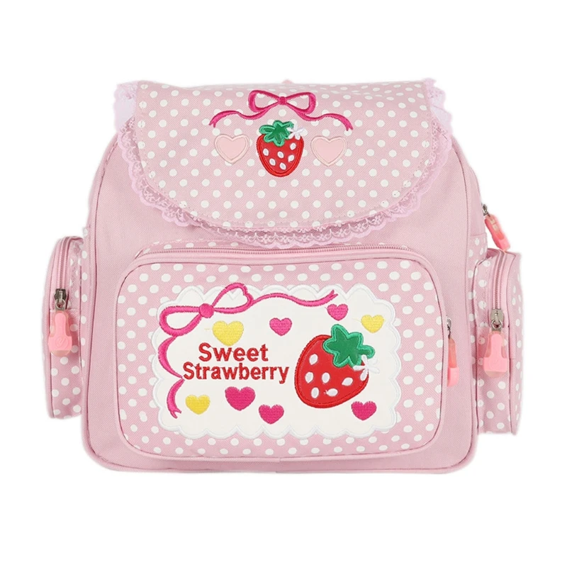 Girl Embroidery Strawberry School Backpack Children\'s Schoolbag Student Girls