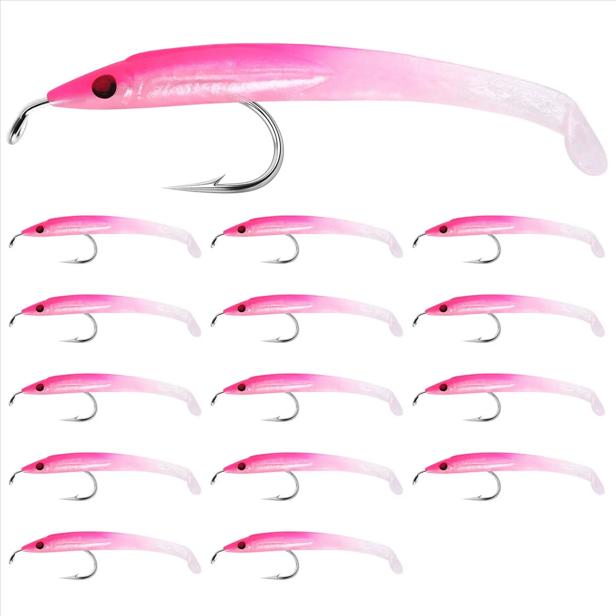 New Arrival Fashion  Fake Fishing Lure Sea Fishing Lure Bait with Hook Eel Bait 5cm/0.6G T Tail Soft Insect Simulation Bait 15Pc