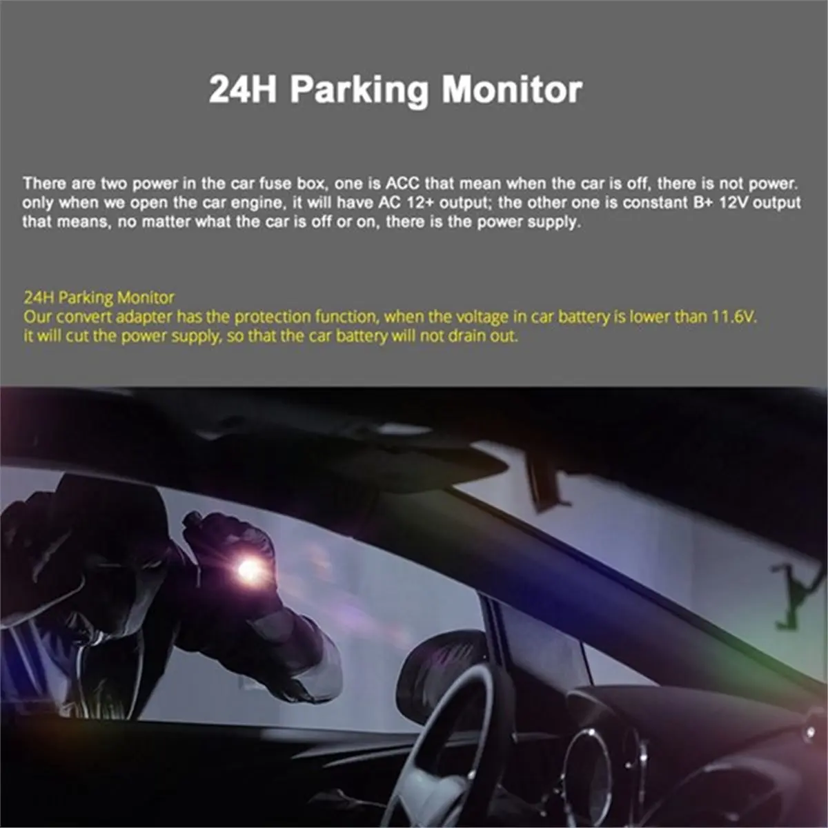 #76D Car Voltage Reducer Cable,For AZDOME M300S Hardwire Kit for Car DVR Type-C Port (ABS)